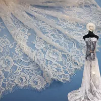 Chantilly 프랑스 레이스 신부 웨딩 드레스, 우아한 이브닝 드레스 속눈썹 레이스 패브릭 의류
