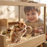 Cage à hamster personnalisée de style meuble avec armoire de rangement, habitat pour petits animaux en bois et panneaux acryliques, pour cochon d'Inde et hérisson jusqu'à 15 kg