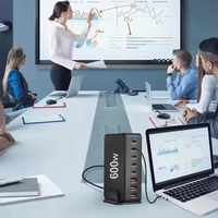 Cargador de Escritorio USB-C de 600w con Múltiples Puertos, Estación de Carga Rápida PD de 240w y 100w Tipo C, Hub de Carga HXEU001