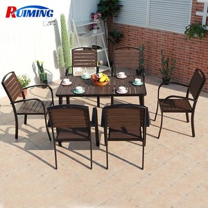 Phật sơn nhà sản xuất giá tốt nhất bảng vuông thiết lập bốn chỗ ngồi gỗ-nhựa Ghế ăn Patio Bistro ngoài trời Bàn cà phê - Product Image 3