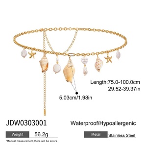 Bijoux pour femmes : Chaîne de corps, Chaîne de taille, Bijoux plaqués or, Bijoux coquillages et perles, Pendentif étoile de mer, Chaîne de ventre, Plage - Product Image 6