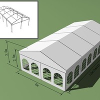 Tente d'été robuste 6*12m à petite portée, personnalisable, avec structure en alliage d'aluminium, bâche en PVC, sans fenêtre, ignifuge et imperméable