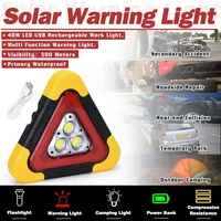 Lampe de travail LED COB rechargeable à énergie solaire, lampe de signalisation triangulaire d'urgence SOS pour marquage de stationnement automobile