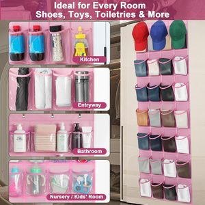 Over The Door Kids <b>Shoe</b> Organizer Pink 24 Pockets Hanging Storage Rack For <b>Shoes</b> And Accessories - Product Image 4