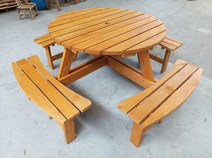 เฟอร์นิเจอร์สวนหรูหราทันสมัย คุณภาพสูง โต๊ะปิกนิกไม้ขนาดใหญ่สำหรับงานเลี้ยงสังสรรค์กลางแจ้ง สไตล์เรียบง่าย เหมาะสำหรับใช้ในพื้นที่กลางแจ้งเชิงพาณิชย์ - Product Image 2