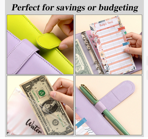 Organizzatore in pelle a 6 anelli con raccoglitore di Budget in contanti con pianificatore senza debiti - Product Image 5
