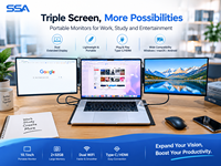 Moniteur portable triple écran en gros, double écran externe pour les voyages d'affaires et le gaming