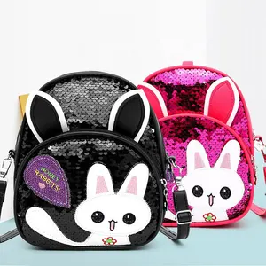 New Design Girls mini backpack children sequin rucksack leather backpack with cartoon pattern