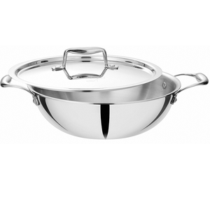 Wok Kadhai 24 cm en acier inoxydable 304 de qualité supérieure, idéal pour cuisiner de grandes portions, faire sauter et préparer des sauces - Product Image 5