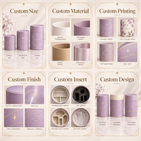 Étui à pinceaux de maquillage OEM, rond, en carton rigide, avec feuille d'or, cylindrique, pour outils de beauté