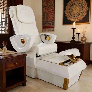 เก้าอี้นวดทำเล็บสปาหรูหรา หนัง PU ปรับไฟฟ้าได้ พร้อมไฟ LED 7 สี อ่างน้ำวนไร้ท่อ อัตโนมัติ - Product Image 3