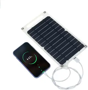 Painel de carregamento flexível para celulares, interface USB com bateria de 6W, carregador portátil para painel solar para acampamento, caminhadas, pesca e caminhadas ao ar livre