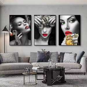 Le visage d'une <span class=keywords><strong>femme</strong></span> fumeuse sexy en <span class=keywords><strong>noir</strong></span> <span class=keywords><strong>et</strong></span> <span class=keywords><strong>blanc</strong></span> avec une impression sur toile Affiche d'art mural moderne, tableau d'art sur toile, peinture à l'huile - Product Image 5