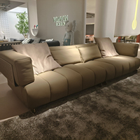 Canapé en cuir véritable de style italien de luxe, canapé droit personnalisable, meubles de salon pour la maison, l'hôtel, canapé de détente