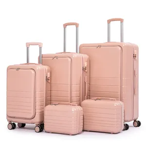 Pembe sıcak satış durumda bavul ön açık seyahat bagaj Spinner tekerlekler ile açık havada için setleri