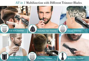 プロ仕様 電動コードレス USB充電式 ウェット/ドライ対応 調整可能 ひげ/ヘアトリマー クリッパー用 ステンレス鋼刃 家庭用 - Product Image 5