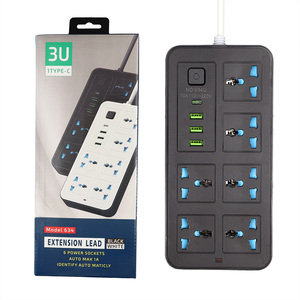 Regleta de Extensión Eléctrica 3M de 2000 Vatios <span class=keywords><strong>con</strong></span> 6 Tomas Universales y Puerto USB <span class=keywords><strong>con</strong></span> <span class=keywords><strong>Interruptor</strong></span> - Product Image 1