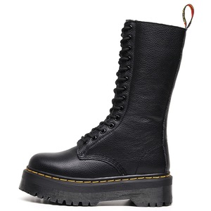 Botas de moto de lana auténtica para mujer, 14 agujeros, estilo inglés, botines de cuero genuino para hombre y mujer, punta redonda - Product Image 2