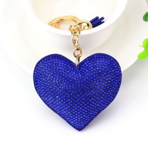 Heart Diamante Bag Keychain Crystal Key Ring with Tassel Pendant Champagne Bag Charm Pendant Keychain