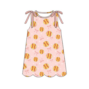 Conjuntos de Shorts y Vestidos para Bebés Niñas con Lazos de Softbol Personalizados para Día de Partido, Diseños con Borde Festoneado, Vestido Tipo Romper Burbuja para Bebé, Ropa para Hermanas - Product Image 5