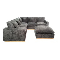 Sofá Modular de 6 Piezas con Base de Madera y Relleno de Plumas