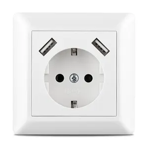 SP-9633F1 USB socket with USB charger connection Schuko flush-mounted socket, socket depth only 33 mm, easy installation