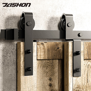 Herrajes para puerta de Granero, accesorios para Interior de acero al carbono, deslizante, curvado, monorraíl por bajo, doble puerta, bricolaje, 6 pies - Product Image 2