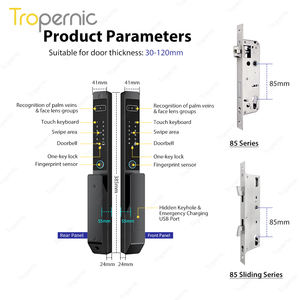 Caméra intelligente automatique double face avec reconnaissance d'empreintes digitales et de paume, Wi-Fi Tuya, <span class=keywords><strong>en</strong></span> alliage d'aluminium, pour portes coulissantes <span class=keywords><strong>en</strong></span> verre ou <span class=keywords><strong>en</strong></span> <span class=keywords><strong>bois</strong></span> - Product Image 2