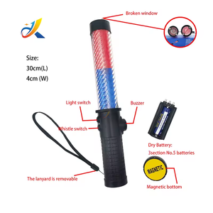 Varita de tráfico intermitente roja y azul multifunción de 30cm, Bombilla Led, bastón Led de tráfico - Product Image 3