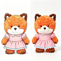 Peluche renard mignon avec robe en dentelle à pois, jouet en peluche doux et moelleux, peluche renard kawaii, cadeau pour enfants, jouet en peluche renard