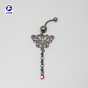 Anillos de Ombligo de Acero Inoxidable con Circonita y Baño de Oro, Diseño de Mariposa, Regalo Encantador para Niños, para Bodas - Product Image 4