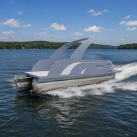 Yacht de sport en fibre de verre 2026 Design, bateau ponton de luxe 20 places avec système audio, salon avant, échelle, écran LCD, pour fêtes aquatiques