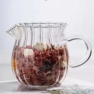 Nhật Bản sọc Sữa lon nhiệt-resistantn Glass Jug với xử lý tách trà cà phê kéo hoa cup Home cafe drinkware