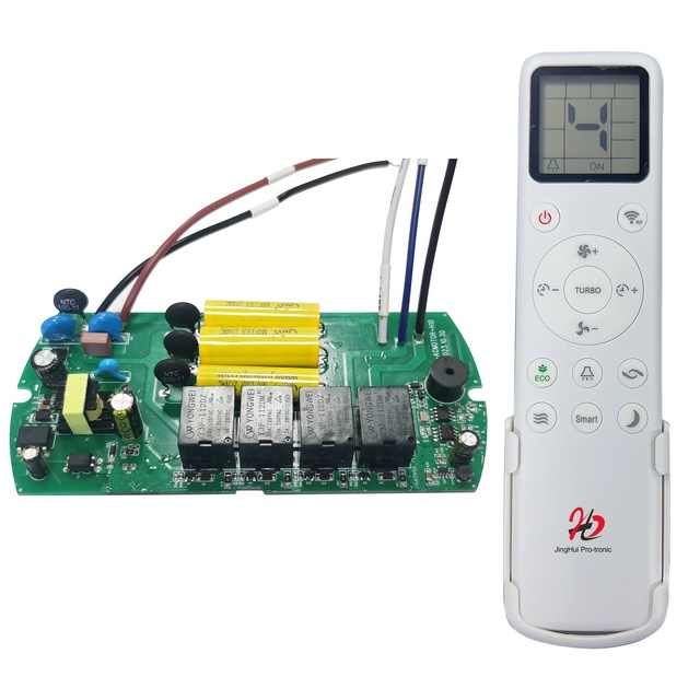 BLDC Ceiling Fan Circuit Board Assembly AC 90-275V 87W Controller PCBA Light Conbtrol Solar Hybrid with Remote Control