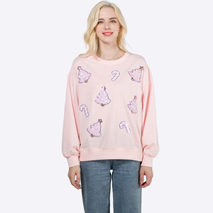 Logo personnalisé Vente en gros <span class=keywords><strong>Pull</strong></span>-over <span class=keywords><strong>de</strong></span> créateur avec broderie pailletée <span class=keywords><strong>de</strong></span> <span class=keywords><strong>Noël</strong></span> pour femmes Sweat-shirt à capuche surdimensionné Fabricants - Product Image 1