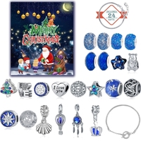 Blaue Weihnachten Countdown Kalender Geschenk box Diy Perlen Armband Dream Star Armband Geschenk
