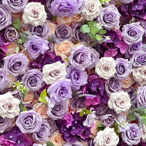 Artificial Luxury 3D Romantic Purple <b>Pink</b> Silk Rose Modern Style Flower Wall <b>Backdrop</b> for Event 8x8 ft Eco-Friendly - Product Image 2