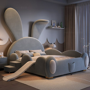 Letto per Bambine in Pelle di Coniglio di Alta Qualità, Moderno e Lussuoso, Arredamento Carino per <span class=keywords><strong>Camerette</strong></span> - Product Image 4