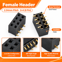 Connecteur femelle IDC 2x4 et FC-14P 14 broches, pas de 2,54 mm et 1,0 mm, montage traversant à angle droit sur circuit imprimé