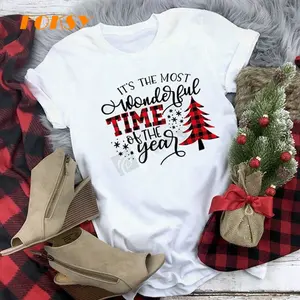 新しいデザインカスタムメリークリスマスデザイン印刷面白い家族のTシャツ競争力のある価格