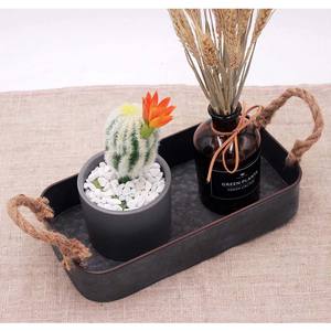 Plateau de service à fruits fait main avec poignée en corde pour la maison et les restaurants plateau en métal de couleur noire fer de haute qualité - Product Image 3