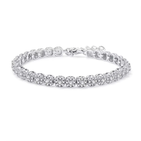 Bracelet tennis en zircon cultivé en laboratoire, taille brillant ronde, entièrement pavé de pierres, en argent 925, fermoir double verrouillage