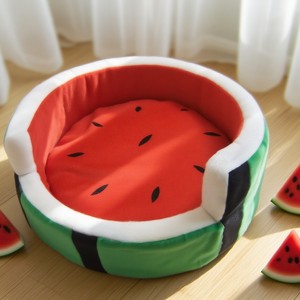 Custom Pet Watermelon <b>Bed</b> Round Fruit Pattern <b>Dog</b> Cat <b>Bed</b> Polyester Fiber Fill Hand Washable <b>Small</b> Pet <b>Bed</b> - Product Image 3