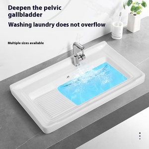 Moderno <span class=keywords><strong>lavabo</strong></span> Semi-incasso in ceramica con <span class=keywords><strong>lavabo</strong></span> da bagno <span class=keywords><strong>lavabo</strong></span> integrato - Product Image 3