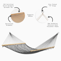 Hamac en corde de polyester de haute qualité, populaire, pour le camping, l'extérieur, l'intérieur, le jardin, avec barre de support en bois, hamac en macramé