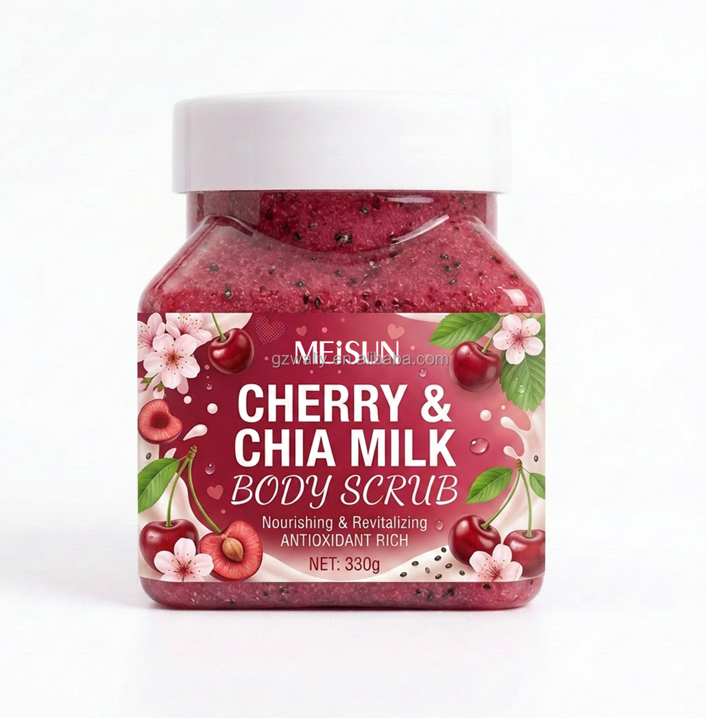 Gommage corporel au lait, cerise et graines de chia