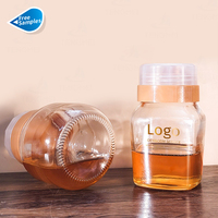 Botol kaca madu 250ml 350ml, kelas atas desain baru kaca madu makanan dapur stoples bumbu plastik anti bocor Tuang