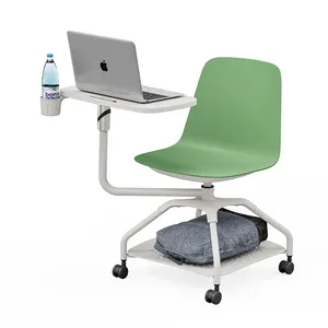 Université collège école salle de classe étudiants sièges meubles étudiants roues plastique avec table d'écriture formation chaise de bureau