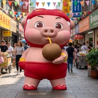 Logo gonflable personnalisé Pig Hero avec cape, personnage de dessin animé personnalisé pour l'activation de marque et les promotions