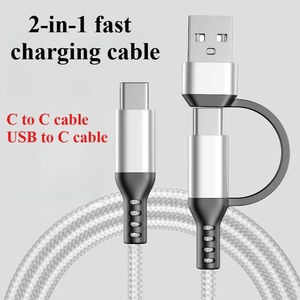 متعدد 2 في 1 شحن USB 1 م 2 م 2 م 3 م 3 قدم 6 قدم 10 قدم من النوع C إلى Type-C 3A كابل نايلون Nraid من سبائك الألومنيوم - Product Image 2